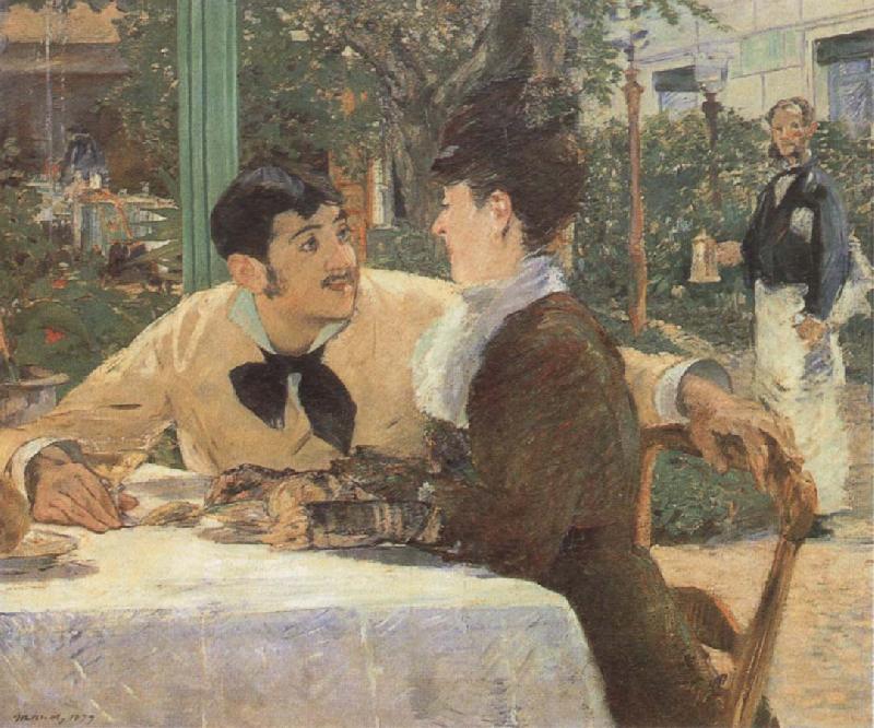 Edouard Manet In the Garden Restaurant of Pere Lathuille china oil painting image